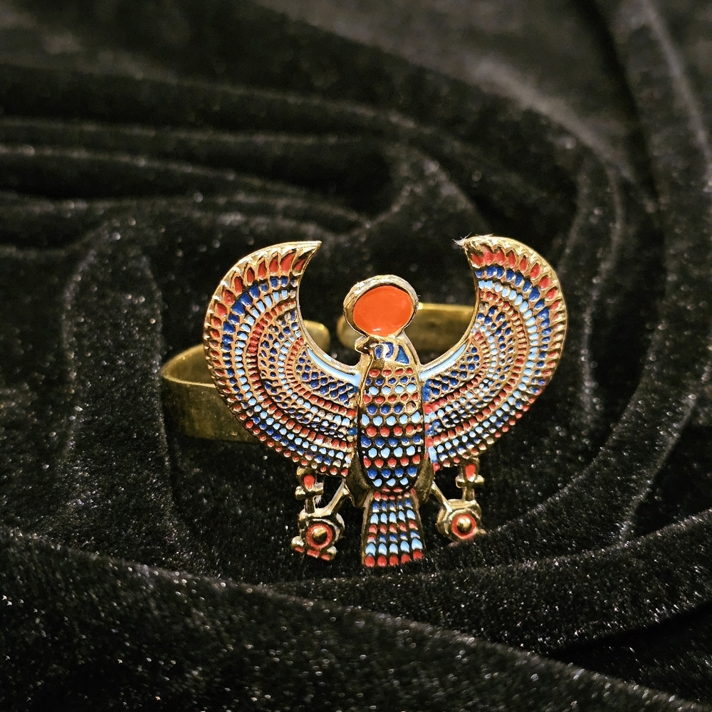 Gold and Red Egyptian-Inspired Bracelet